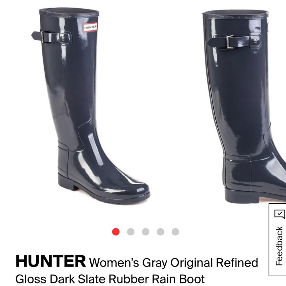 Hunter refined high gloss dark gray tall boot
